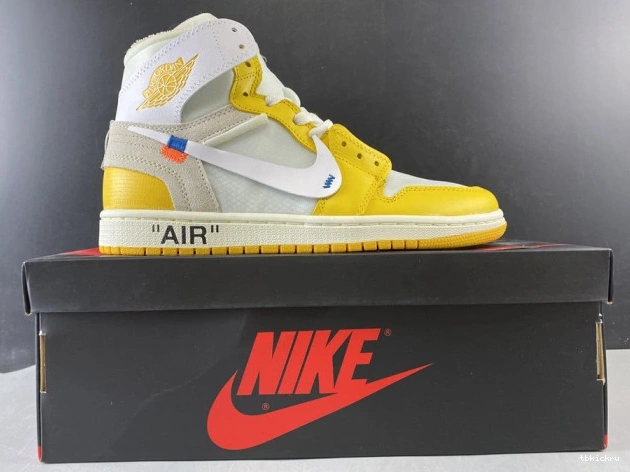 Cheap TBkick x White NRG Dark Powder Air AQ0818-149 Jordan Yellow-Cone 1 Off-White 0802